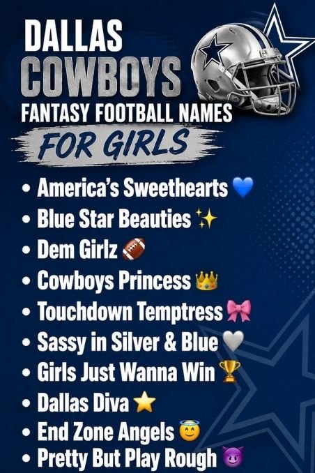 Dallas Cowboys Fantasy Football Names For Girls