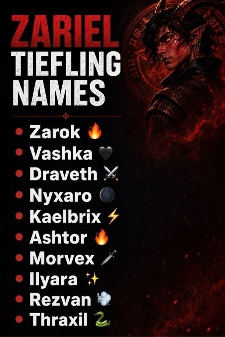 Zariel Tiefling Names
