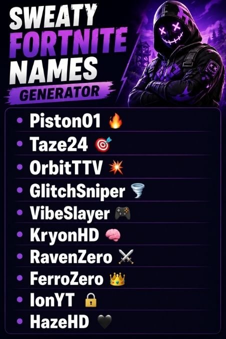 Sweaty Fortnite Names Generator