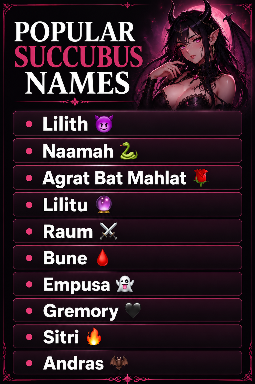 Popular Succubus Names