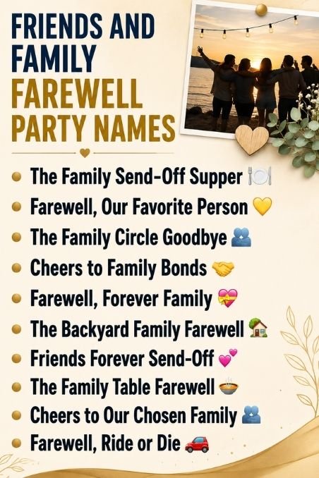 Friends and Family Farewell Party Names