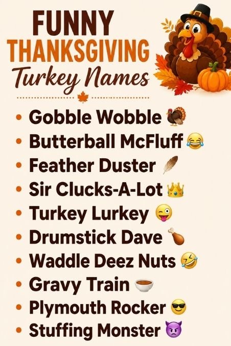 Funny Thanksgiving Turkey Names