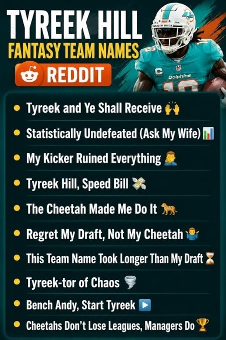 Tyreek Hill Fantasy Team Names Reddit
