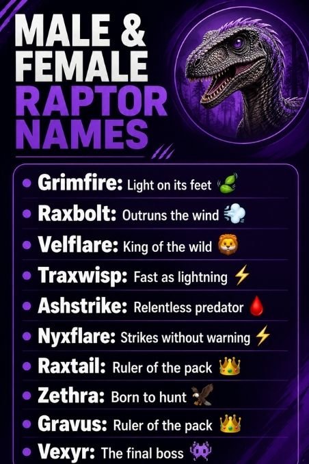 Male & Female Raptor Names