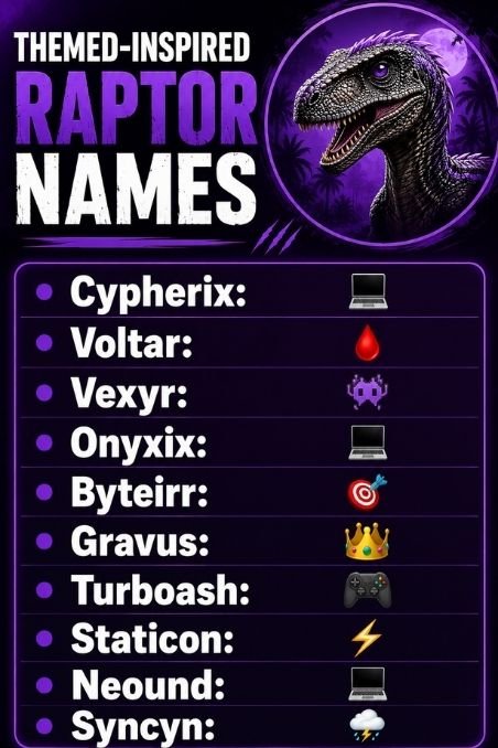 Themed-Inspired Raptor Names