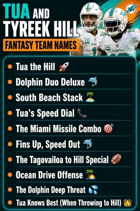 Tua And Tyreek Hill Fantasy Team Names