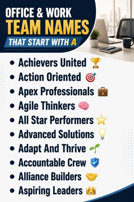 Office & Work Team Names That Start With A