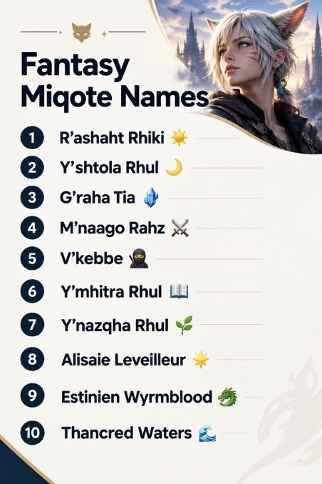 Fantasy Miqote Names