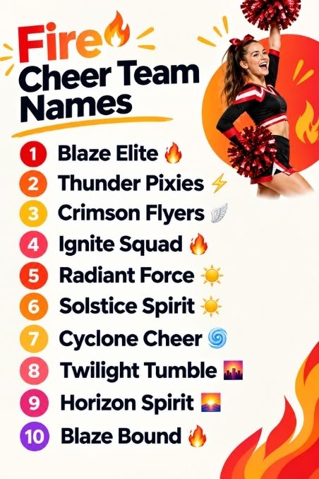 Fire Cheer Team Names