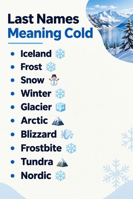 Last Names Meaning Cold