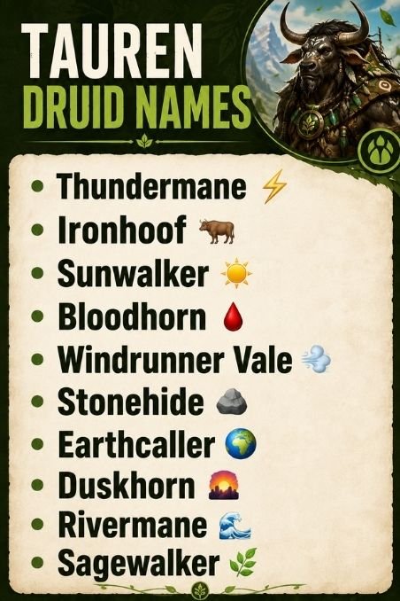 Tauren Druid Names