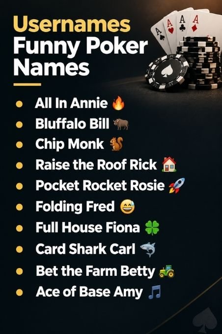 Usernames Funny Poker Names