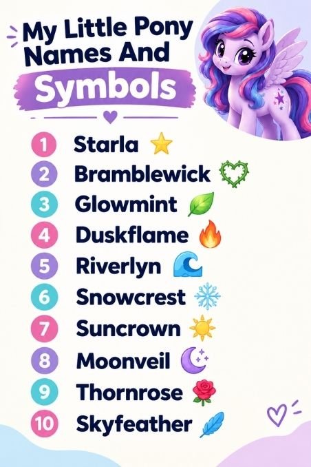 My Little Pony Names And Symbols