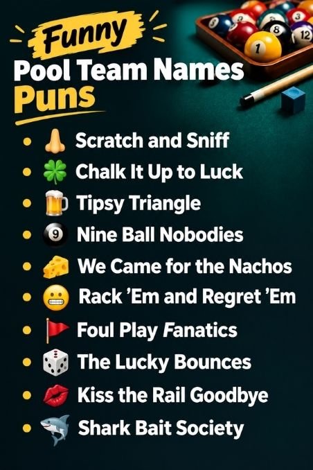 Funny Pool Team Names Puns