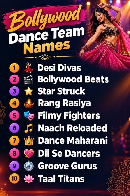 Bollywood Dance Team Names